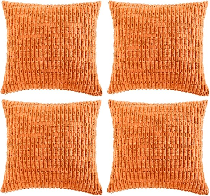 Fancy Homi 4 Packs Orange Fall Decorative Throw Pillow Covers 20x20 Inch by Fancy+Homi