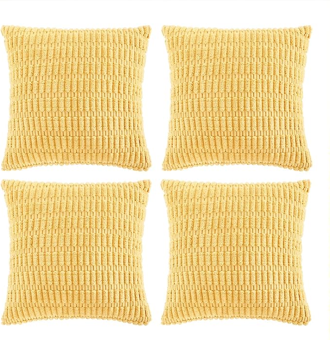 Fancy Homi 4 Packs Yellow Decorative Throw Pillow Covers 22x22 Inch by Fancy+Homi