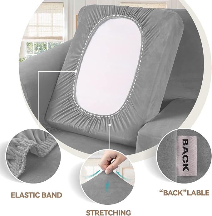 WEERRW 4 Pieces Velvet High Stretch Couch Covers - Image 3