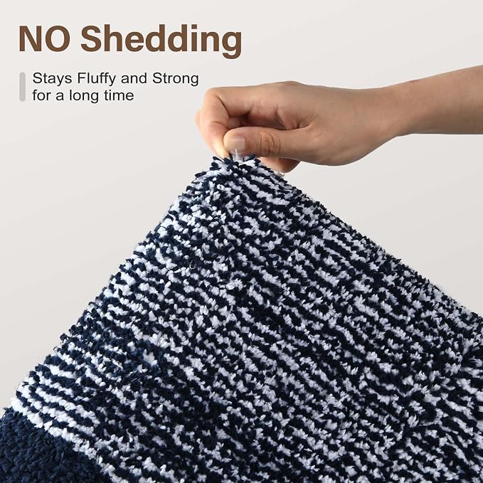 70x24 Long Bathroom Rugs Washable Non Slip, Dark Blue Bath Mat - Image 8