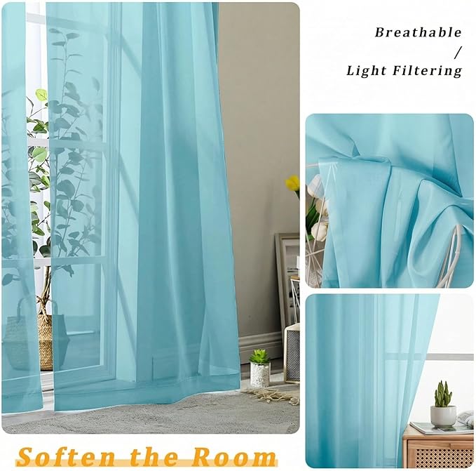Gwine Short Kitchen Sheer Curtains 24 Inch Length - Image 5