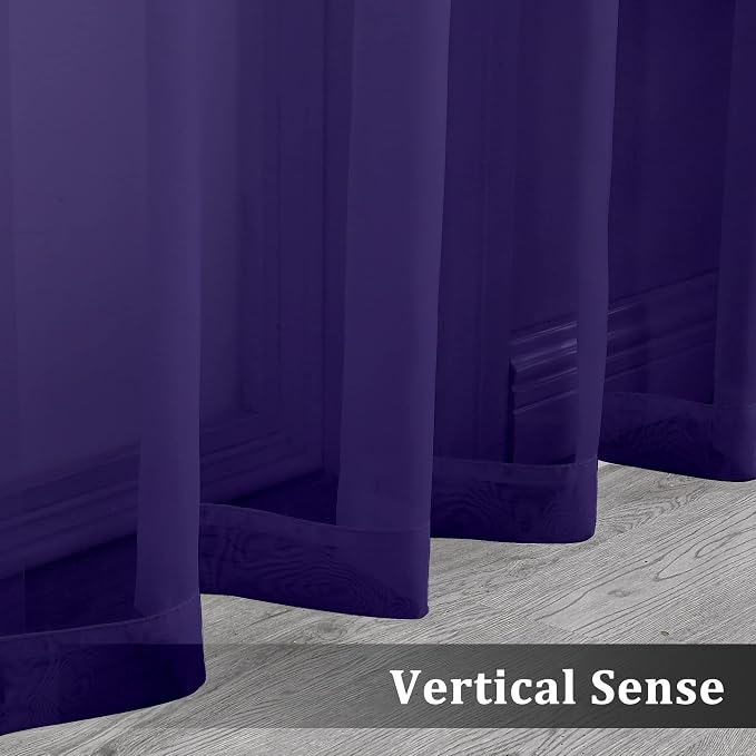 OVZME Purple Sheer Curtains 63 inch Length 2 Panels Set - Image 5
