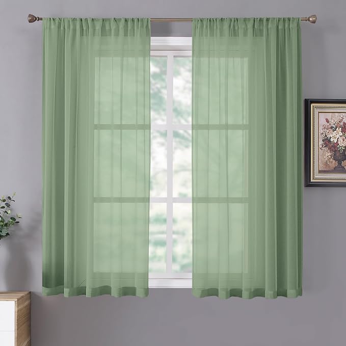 Tollpiz Sheer Curtains Living Room Linen Textured Curtain Sheers Light by Tollpiz