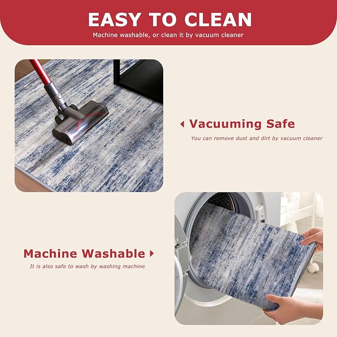 KOZYFLY Modern Abstract Washable Rug Runner 2.6x10 Hallway Rug Runner Non-Slip - Image 5