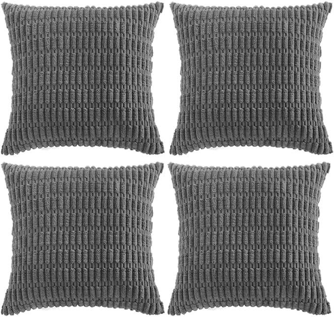 Fancy Homi 4 Packs Dark Grey Decorative Throw Pillow Covers 20x20 Inch by Fancy+Homi