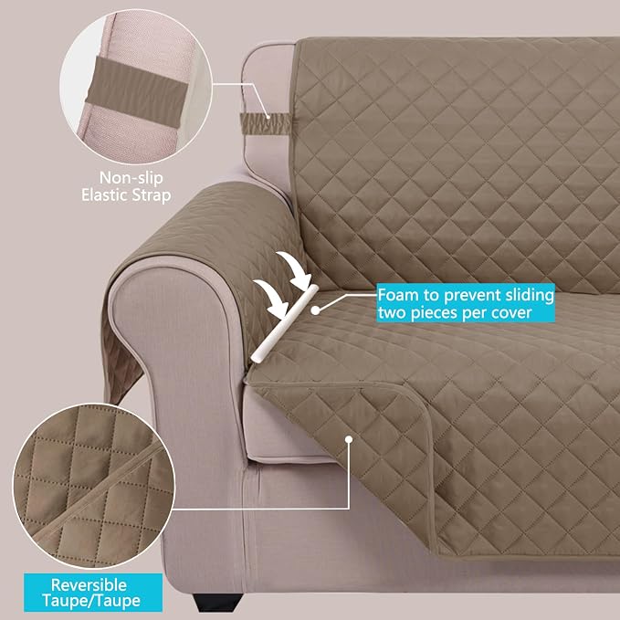 U-NICE HOME Loveseat Sofa Cover Reversible Couch Cover - Image 3