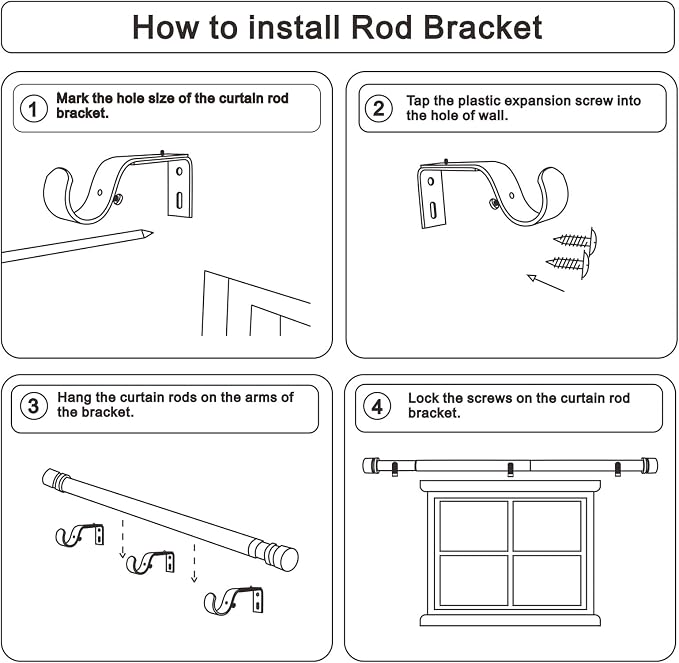 Byondeth Curtain Rods for Windows 16 to 200 Inches Adjustable Length 1 Inch - Image 7