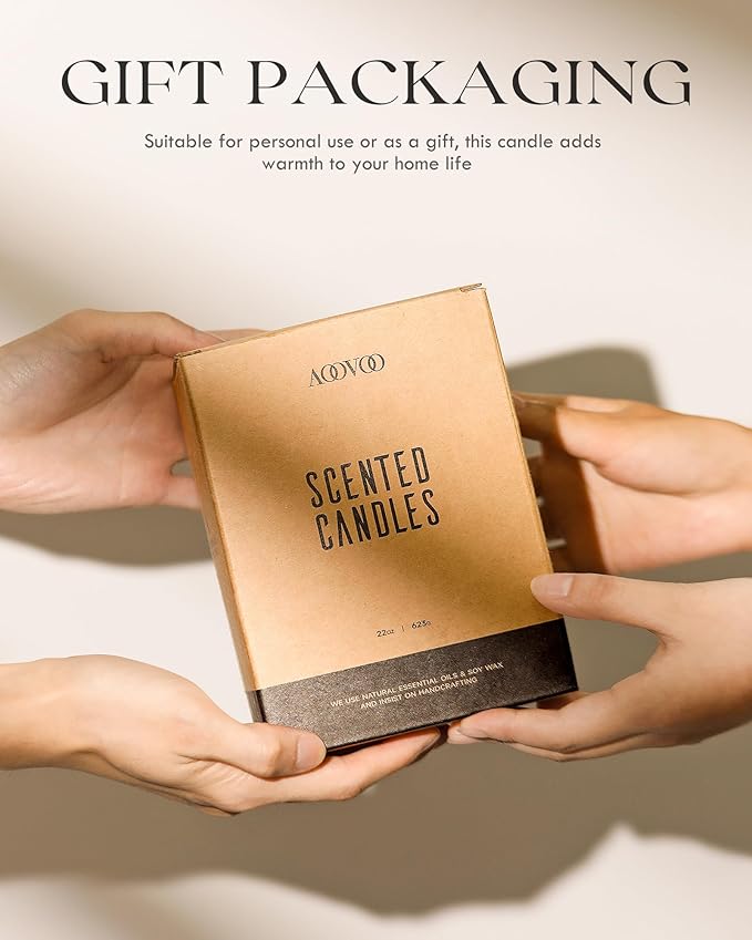 AOOVOO Lavender Amber Candles - 22 oz Scented Candles, Aromatherapy Candle, Soy Candle for Home Scented