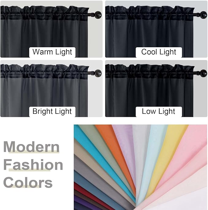 Black Sheer Curtains 84 Inches Long 2 Panels, Soft Airy Light Filtering Curtains - Image 7