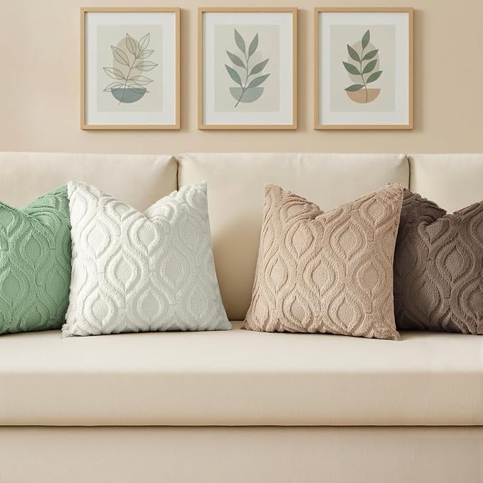 decorUhome Throw Pillow Covers 20x20 Inch Set of 2, Soft Plush Faux Wool Light - Image 4