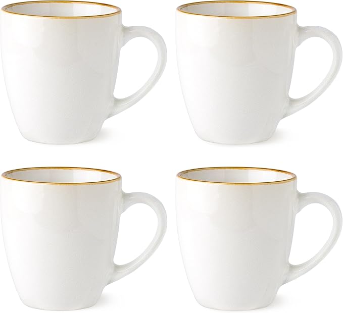 GBHOME Ceramic Coffee Mugs Set of 4, 12oz Stoneware Coffee Mugs Set For Dad Mom Women MEN, Light Weight Ceramic Coffee Cups for Latte/Tea/Beer/Hot Cocoa, Dishwasher & Microwave Safe