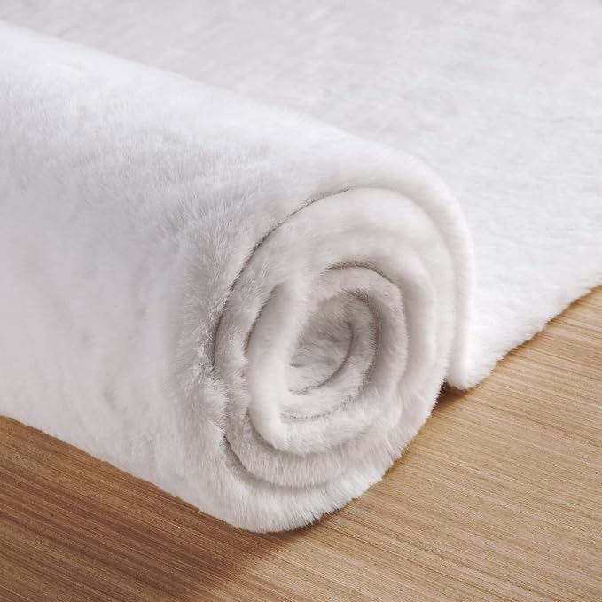 ORINOVA White Shaggy Bunny Fur Rugs - Image 8