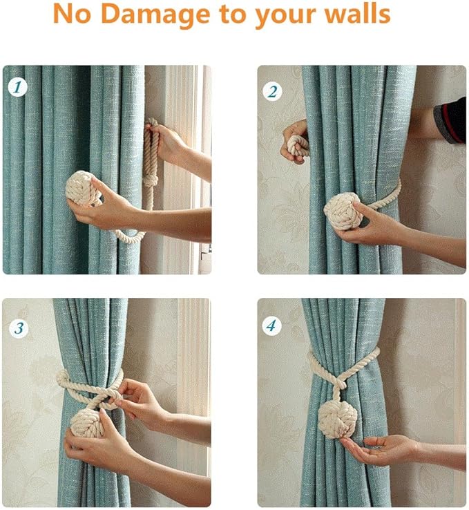 Melaluxe 4 Pack Curtain Tiebacks - Image 4