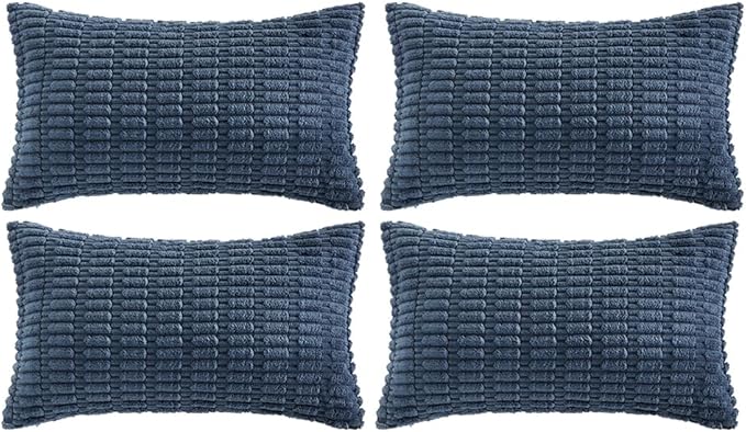 Fancy Homi 4 Packs Dusty Blue Decorative Throw Pillow Covers 12x24 Inch by Fancy+Homi