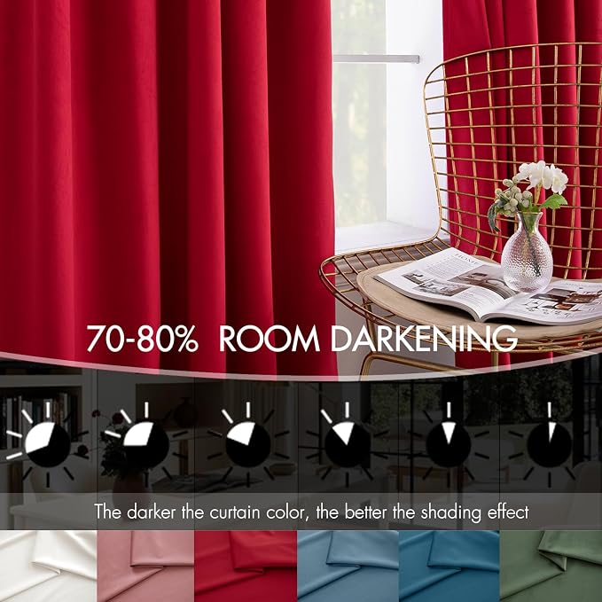 MIULEE Velvet Curtains 50W x 90L 2 Panels Red Blackout Curtains | Luxury velvet - Image 4