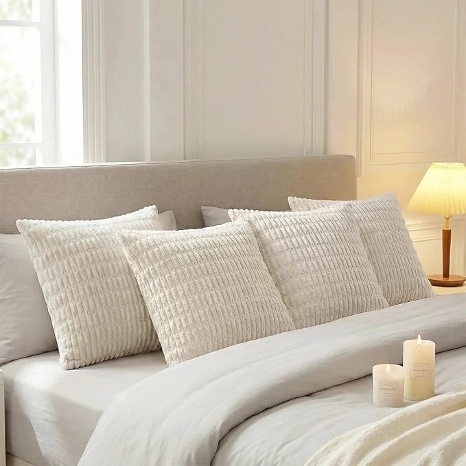 Fancy Homi 4 Packs Boho Cream Decorative Throw Pillow Covers 24x24 Inch - Image 3