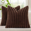 decorUhome Fall Faux Fur Throw Pillow Covers 22x22 Set of 2 Dark Brown | by decorUhome