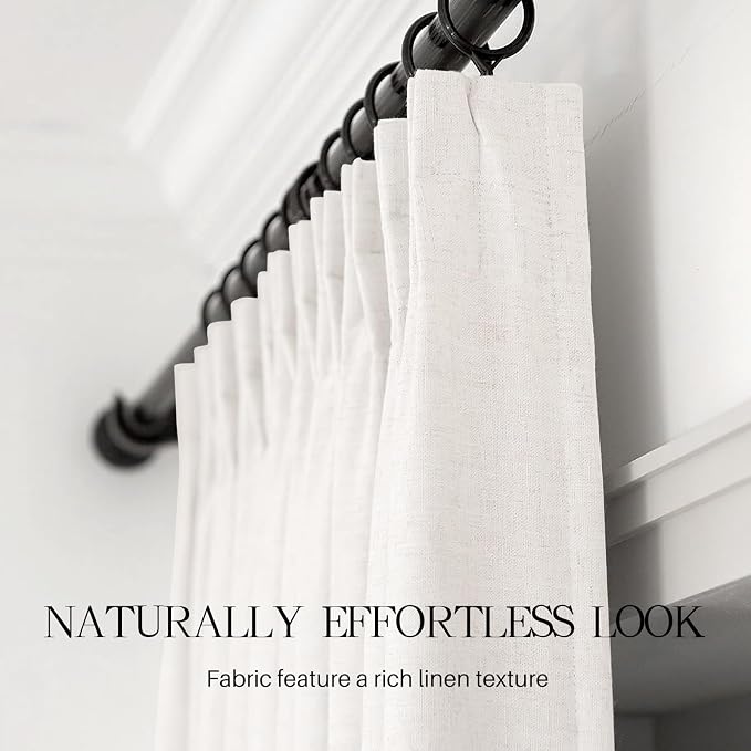 Pinch Pleated Linen Curtains 100% Blackout 102 Inches Long - Image 5