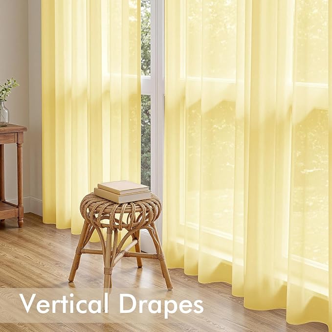MIULEE Yellow Sheer Curtains 72 Inches Long 4 Panels 42 x 72 Inches | Light - Image 5