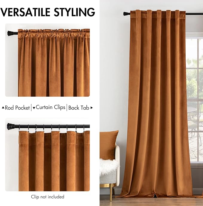 MIULEE Velvet Curtains 90 inches 2 Panels - Image 2