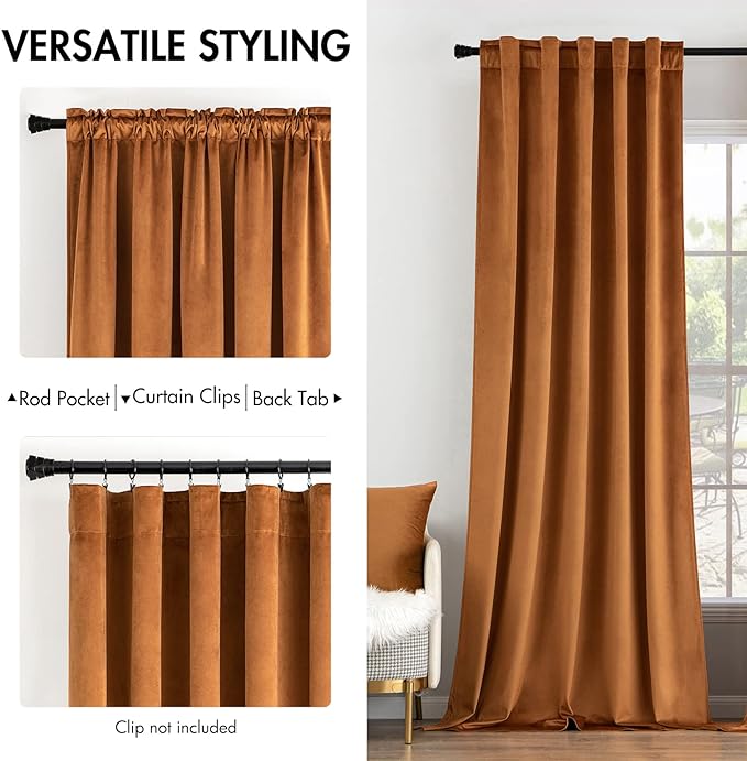 MIULEE Velvet Curtains 96 inches 2 Panels - Image 2
