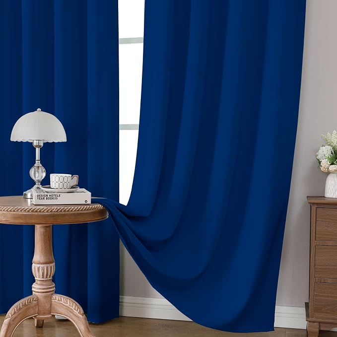 CUCRAF Royal Blue Blackout Curtains 54 inch Length 2 Panels Set, Rod Pocket - Image 5