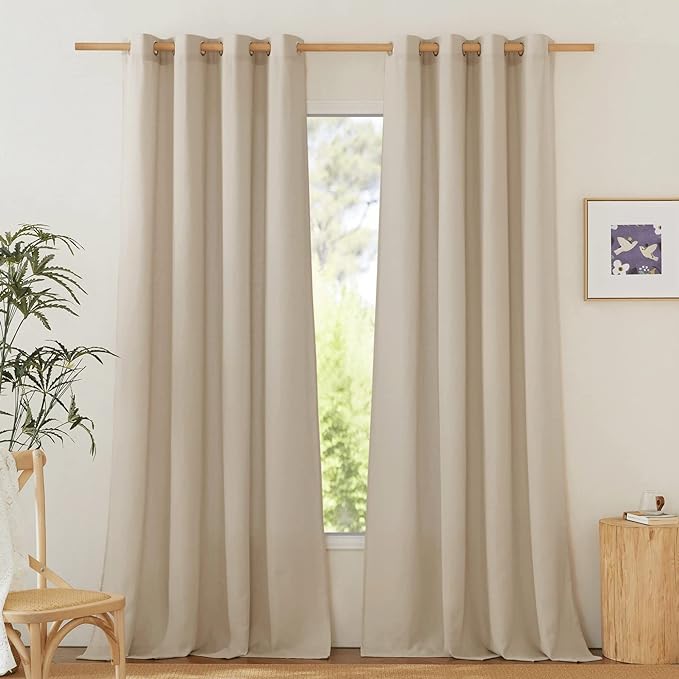 NICETOWN Rustic Linen 132 inch Long Curtains by NICETOWN
