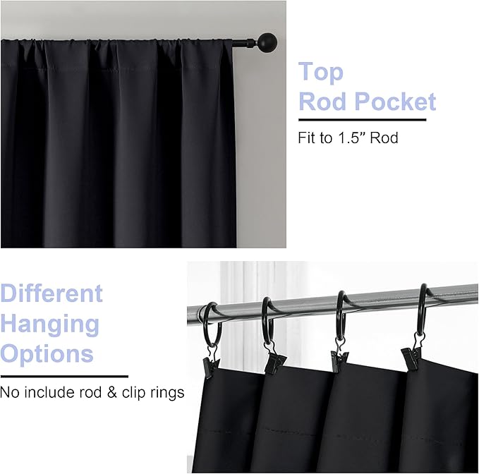 Simplebrand Ava Black Blackout Curtains - Image 4
