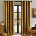 MIULEE 90 Inches Velvet Curtains Gold Elegant Grommet Curtains Fall Thermal by MIULEE