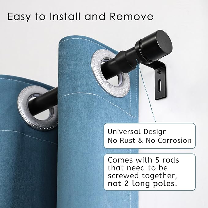 Byondeth Curtain Rods for Windows 16 to 88 Inches Adjustable Length 1 Inch - Image 2
