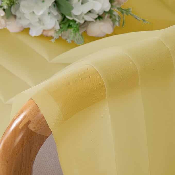Chyhomenyc Mustard Yellow Short Sheer Curtains 36 inch Length, Light Filtering - Image 6