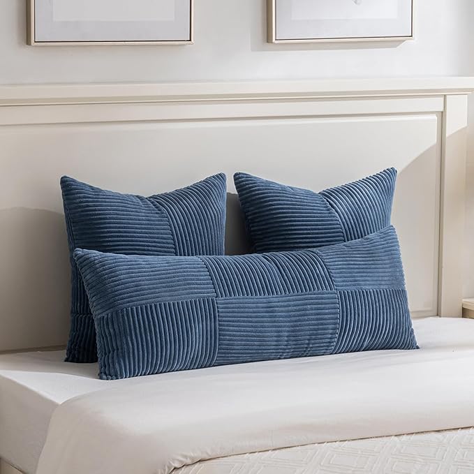 Fancy Homi 2 Packs Dusty Blue Big Decorative Throw Pillow Covers 24x24 Inch - Image 5