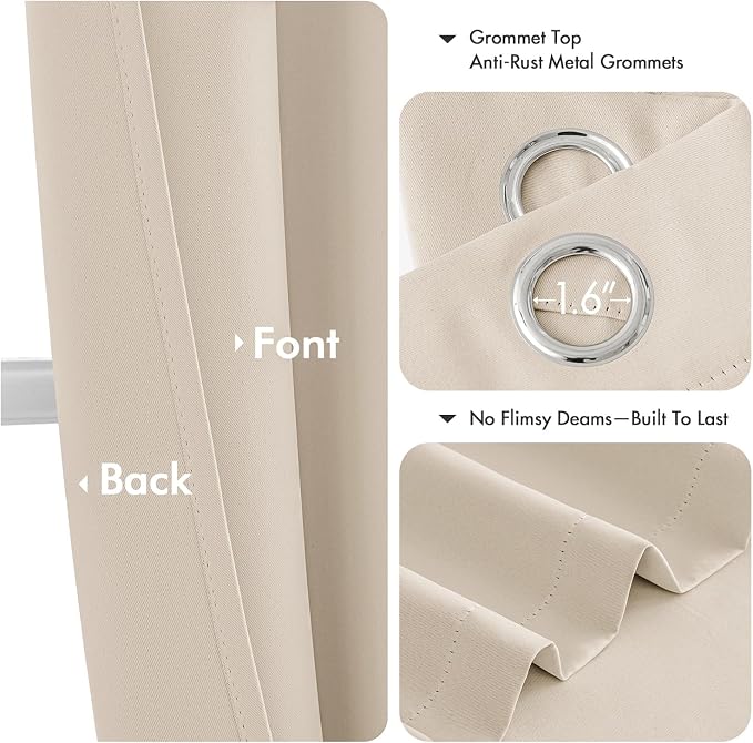 MIULEE Blackout Curtains for Bedroom 2 Panels 40 x 72 Inch Long Champagne | - Image 4