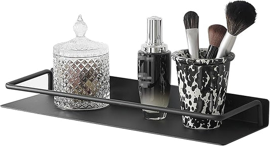 JOOM Metal Wall Floating Shelf - Metal Wall Shelf, Black Floating Shelf, Small Bathroom Shelf, (Black, 8Inch)