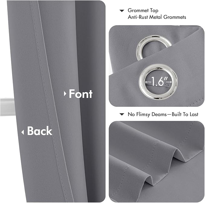 MIULEE Blackout Curtains for Bedroom 2 Panels 40 x 84 Inch Long Light Gray | - Image 4