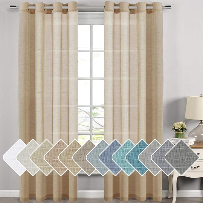 H.VERSAILTEX Linen Curtains Flax Linen Blended Curtain Panels by HVERSAILTEX