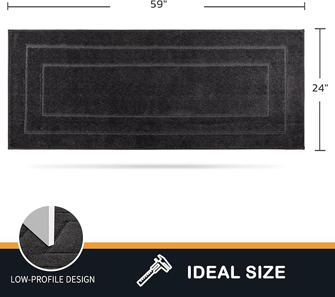 PURRUGS Dirt Trapping Door Mat 24" x 59", Non-Slip/Skid Machine Washable Entryway Rug, Dog Doormat, Super Absorbent Welcome Mat for Muddy Wet Shoes and Paws, Charcoal