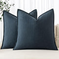 MIULEE Decorative Linen Pillow Covers 18x18 Inch Deep Blue | Boho Farmhouse​ by MIULEE