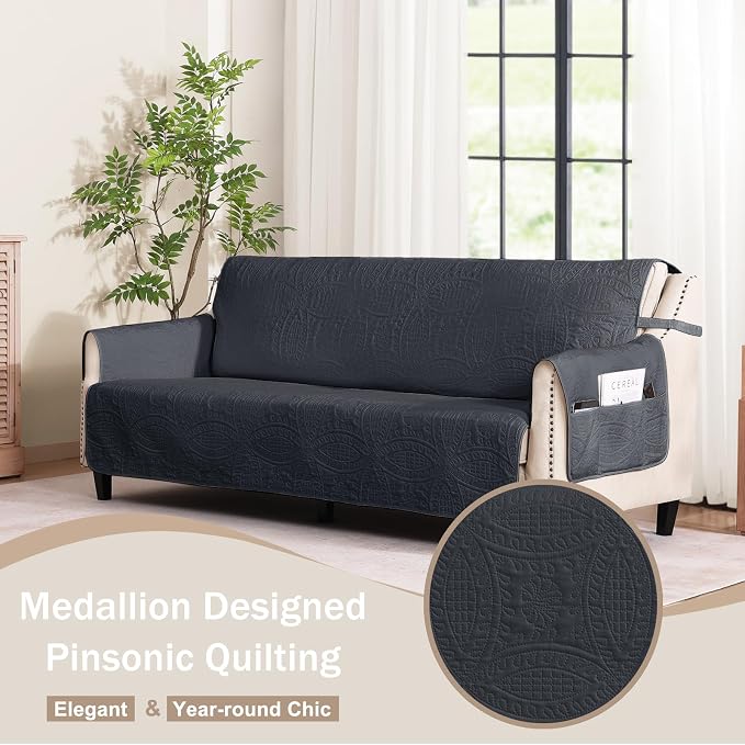 Quilted Grand Sofa Covers for 4 Cushion Couch, Couch Cover for Grand Sofa - Image 2