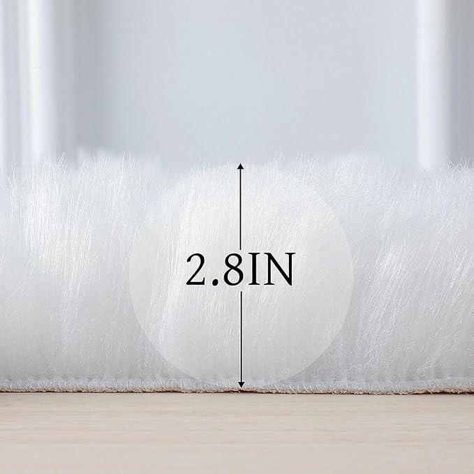 linmopm Faux Fur Rug Sheepskin Shag Fluffy Fuzzy White 4x6 ft Rugs - Image 2