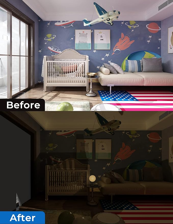 Blackout Curtains 75"x60" Portable No Drill Black Out Window Cover | 100% - Image 6
