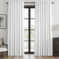 90 inch long 100% Blackout linen curtains 2 Panels set Beige White Window Drapes by Topfinel