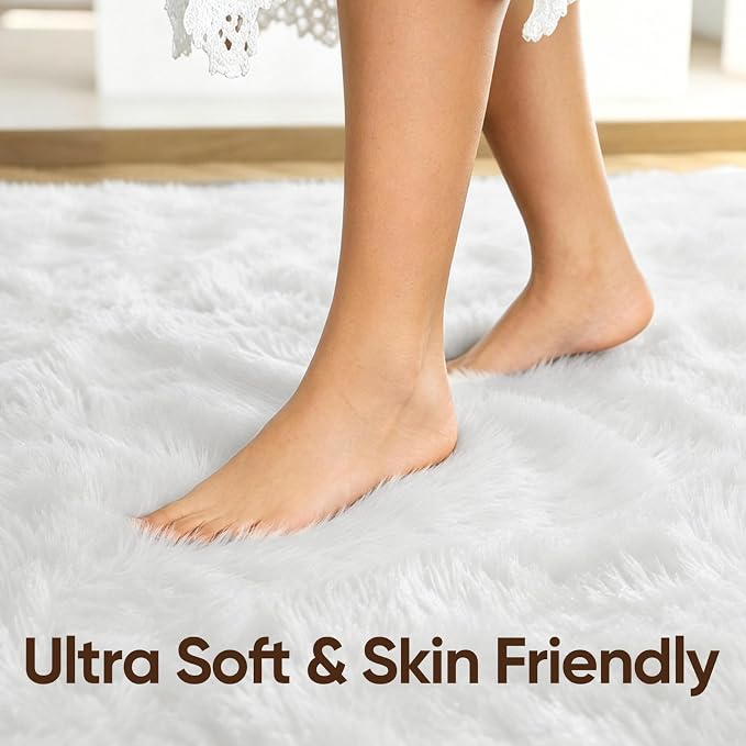 6x9 Large White Fluffy Soft Area Rug Non-Slip - Image 5