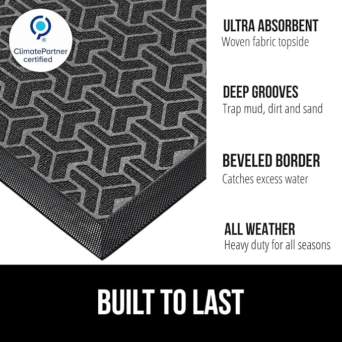 GORILLA GRIP 100% Waterproof All-Season WeatherMAX Doormat, US Designed Natural - Image 3