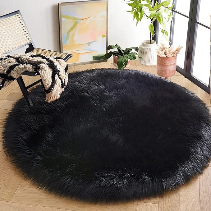 ORINOVA Black Fuzzy Living Room Washable Area Rugs - Image 6