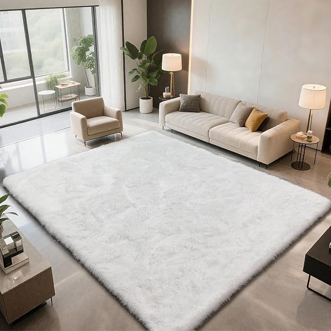 Shag Area Rugs for Bedroom Living Room, 4X6 Ultra Soft White Fluffy Area Rugs - Image 4