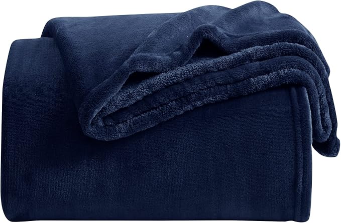 KMUSET Fleece Blanket Throw Size Navy Lightweight Super Soft Cozy Luxury Bed - Image 2