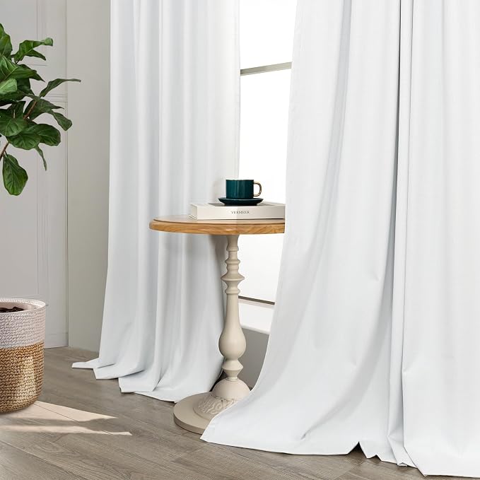 78 Inch Long Linen Textured Blackout Curtains 2 Panels Set - Image 8