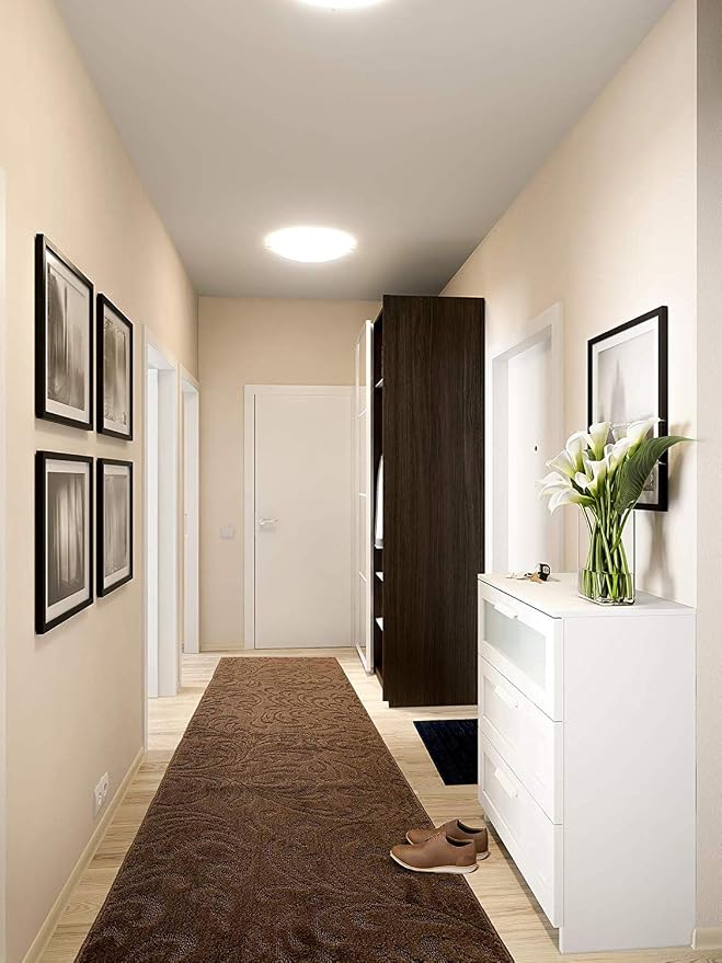 Custom Length Hallway Runner Rug, Slip Resistant, Floral Brown, 26 Inch X 11 - Image 3