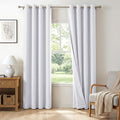 100% Blackout Linen Textured Curtains 84 Inch Long, Bright White | 100% by 100BlackoutShield